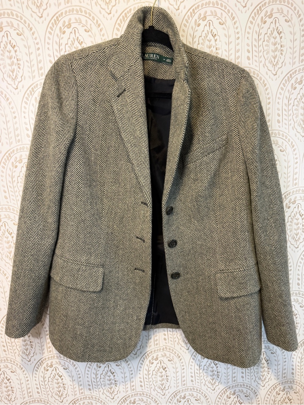 Lauren Ralph Lauren Wool Herringbone Blazer Women’s 14 - Picture 3 of 15